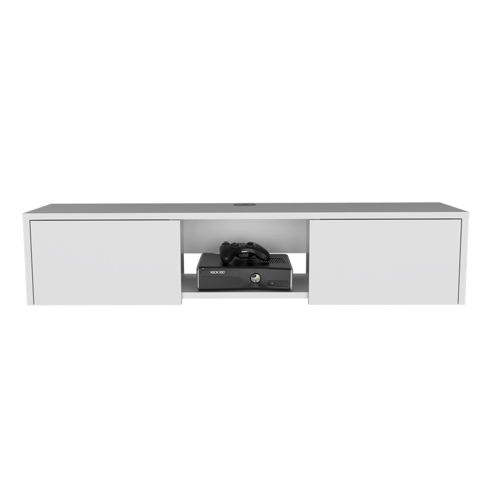 Floating Tv Stand Watson, Living Room, White White 50 59 Inches Particle Board Engineered Wood