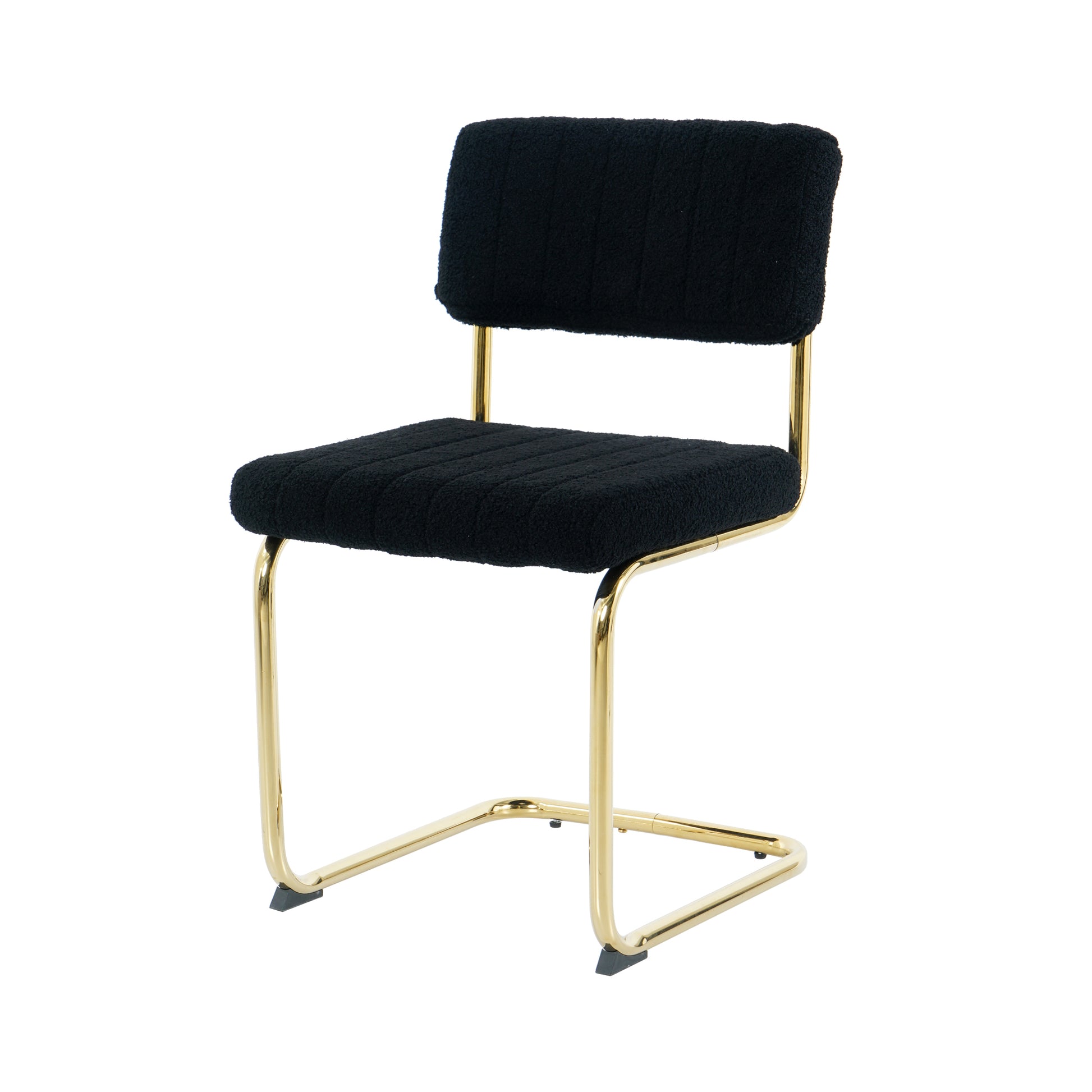 Modern Simple Light Luxury Dining Black Chair Home Bedroom Stool Back Dressing Chair Student Desk Chair Gold Metal Legs Set Of 4 Metal Black Teddy