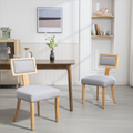 Heng Ming T back dining chair, with rivet decoration light gray-fabric