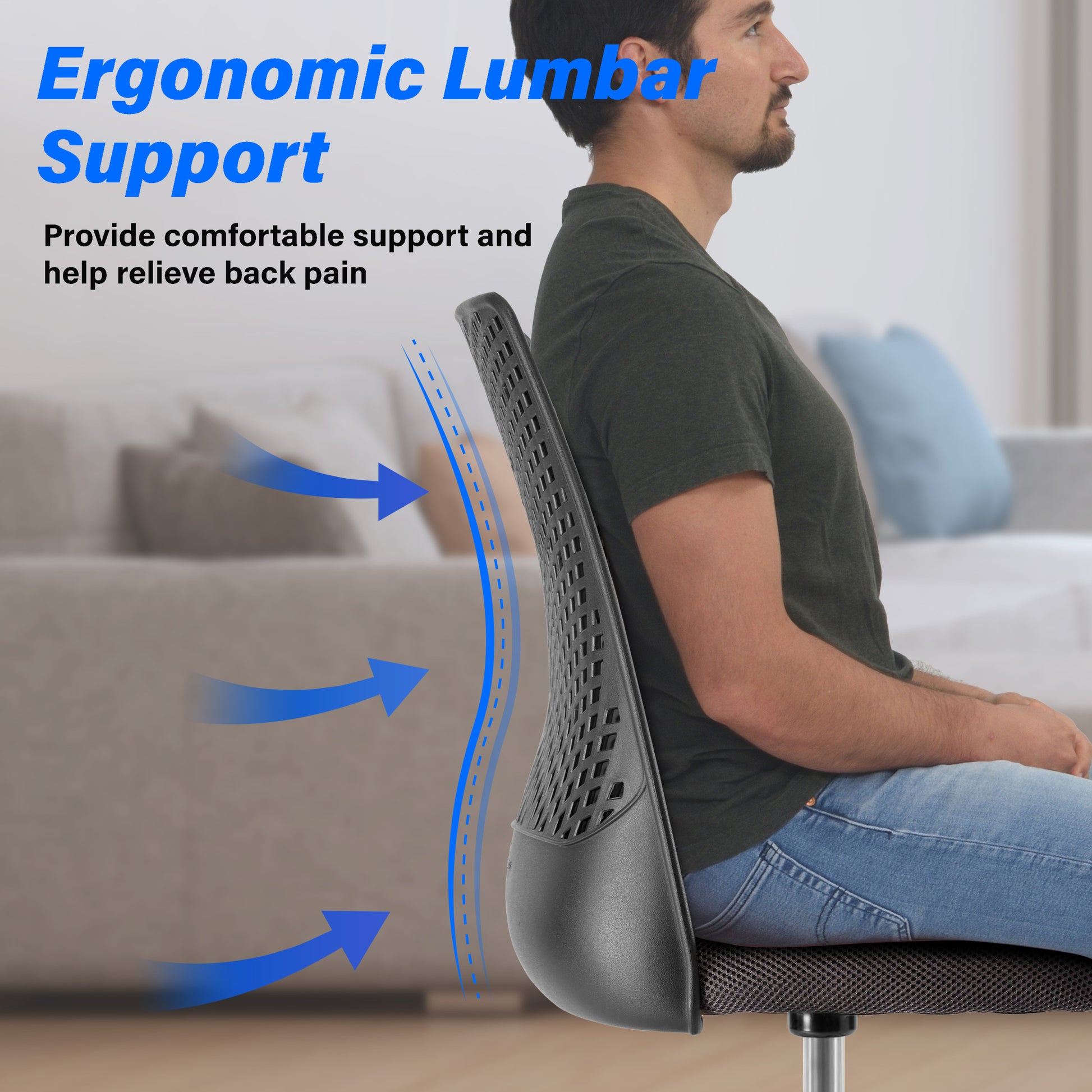 Ergonomic Office And Home Chair With Supportive Cushioning, Black & Gray Black Gray Nylon Mesh Plastic