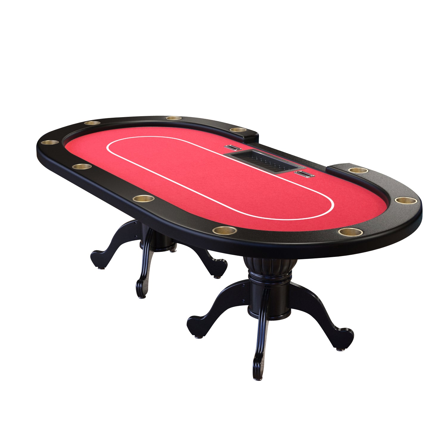 96" Oval Red Aura Texas Holdem Poker Table Curved Legs Casino Dropbox Red Wood