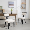 Heng Ming T back dining chair, with rivet decoration beige-fabric