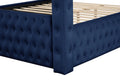 Monica Luxurious Four Poster Queen 4 Pc Bedroom Set Made With Wood In Navy Box Spring Not Required Queen Navy Wood 4 Piece Set Bedroom Bed Included,Dresser Included,Mirror Included,Nightstand Included Modern Upholstered Velvet Wood