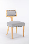 Heng Ming T back dining chair, with rivet decoration light gray-fabric