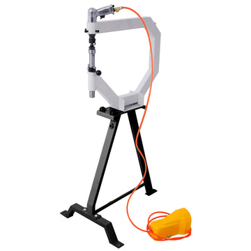 Pneumatic Planishing Hammer, 19.6" Throat Power Hammer Blacksmithing, Planishing Hammer With Steel Frame Stand And Foot Pedal, For Metal Fabrication & Car Restoration Black Gray Metal