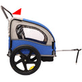 2 in 1 Double 2 Seat Bicycle Bike Trailer Jogger blue-gray-fabric-steel
