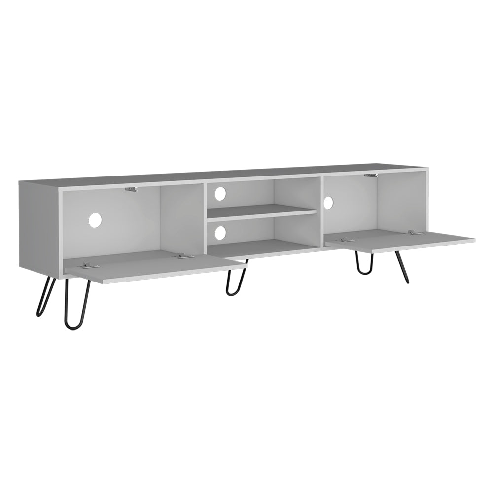 Tv Stand Franklin, Living Room, White White 50 59 Inches Particle Board Engineered Wood