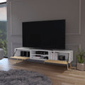 Tv Stand A Magness, Living Room, White Macadamia Multicolor 50 59 Inches Particle Board Engineered Wood