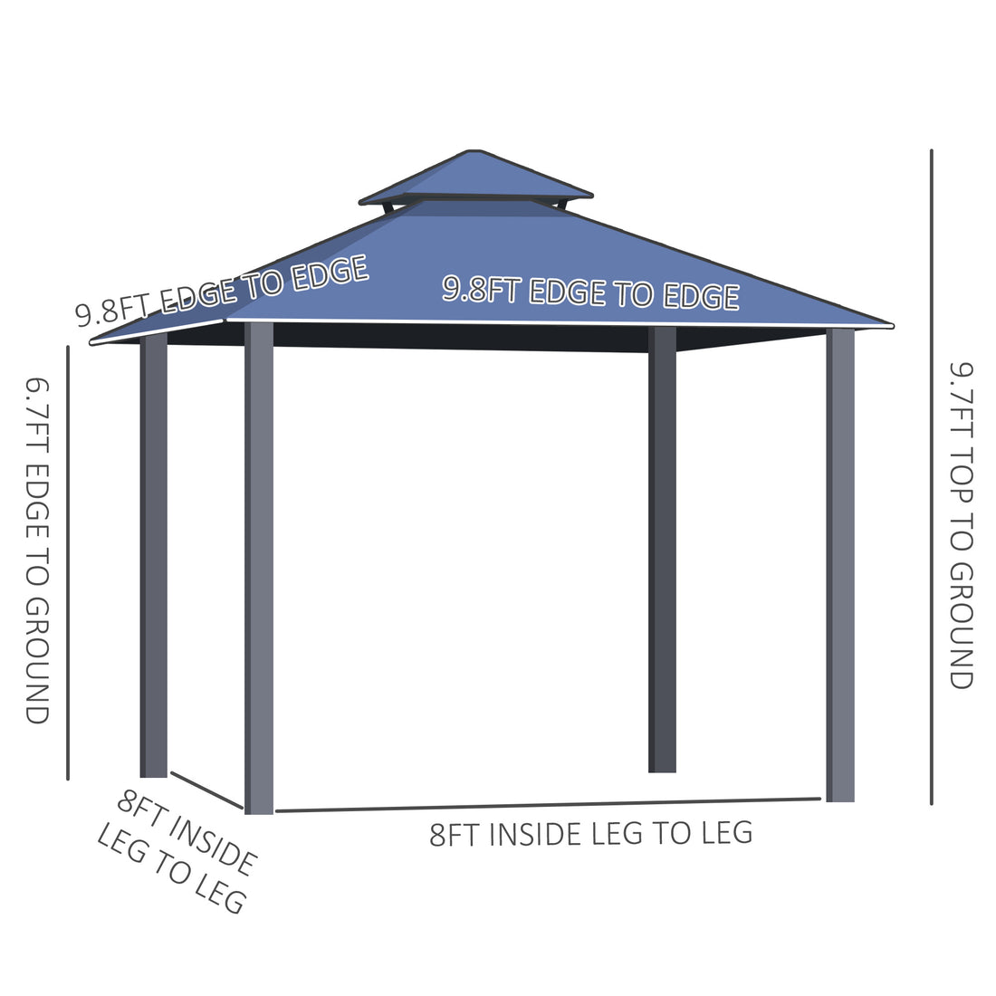 10' X 10' Hardtop Gazebo Canopy With Polycarbonate Double Roof, Aluminum Frame, Permanent Pavilion Outdoor Gazebo With Netting And Curtains For Patio, Garden, Backyard, Deck, Lawn, Gray Dark Grey Steel