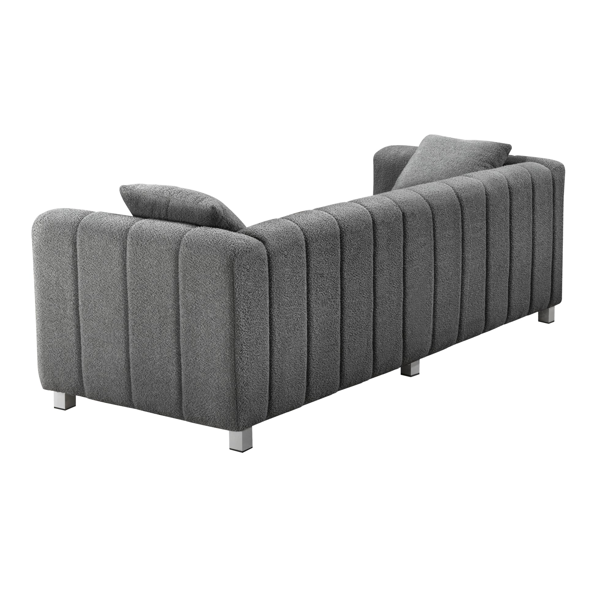 82*30" Modern Teddy Velvet Sofa,2 3 Seat Mid Century gray-teddy