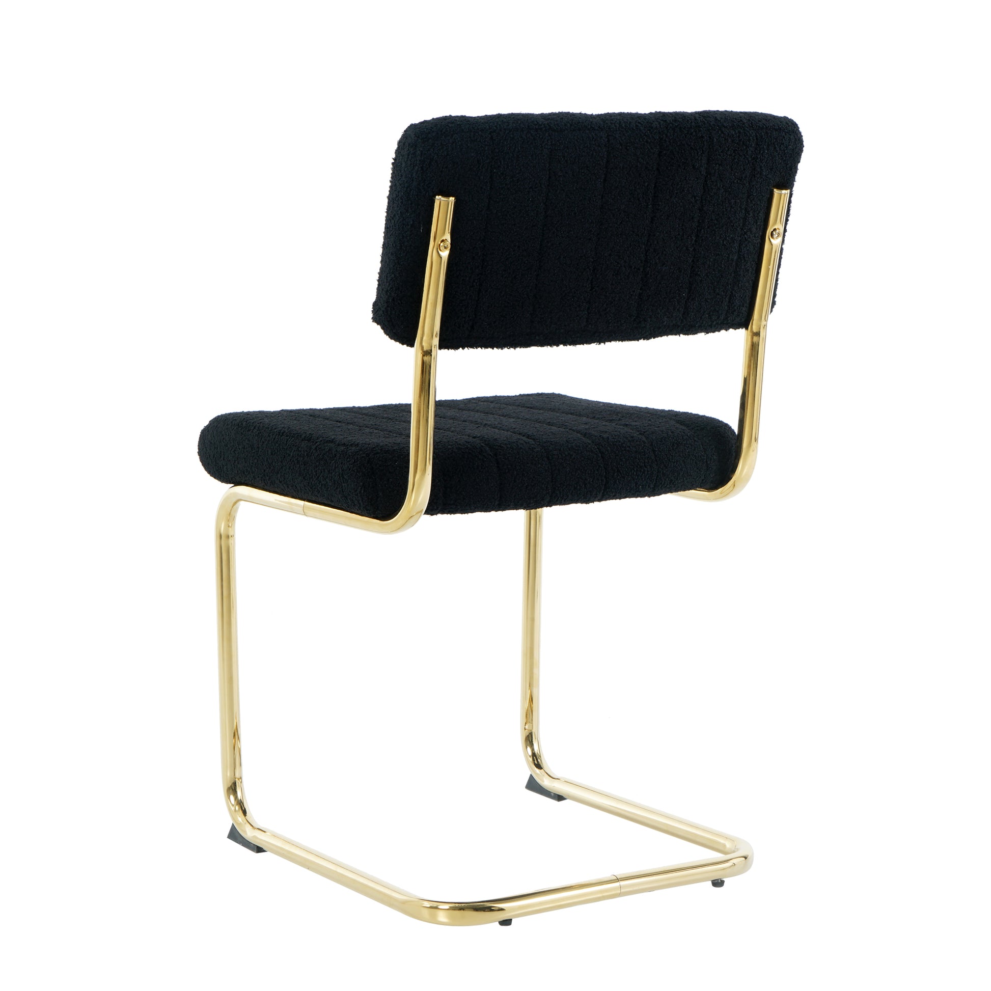 Modern Simple Light Luxury Dining Black Chair Home Bedroom Stool Back Dressing Chair Student Desk Chair Gold Metal Legs Set Of 4 Metal Black Teddy