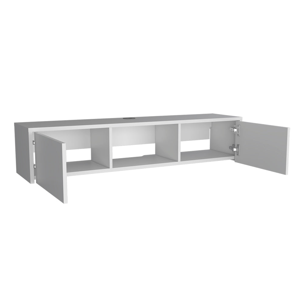 Floating Tv Stand Watson, Living Room, White White 50 59 Inches Particle Board Engineered Wood