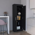 Pantry Cabinet Clinton, Kitchen, Black Black Particle Board Engineered Wood