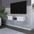 Floating Tv Stand Watson, Living Room, White White 50 59 Inches Particle Board Engineered Wood