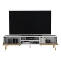 Tv Stand A Magness, Living Room, White Macadamia Multicolor 50 59 Inches Particle Board Engineered Wood