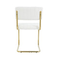 Modern Simple Light Luxury Dining White Chair Home Bedroom Stool Back Dressing Chair Student Desk Chair Gold Metal Legs Set Of 2 Metal White Teddy