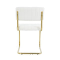 Modern Simple Light Luxury Dining White Chair Home Bedroom Stool Back Dressing Chair Student Desk Chair Gold Metal Legs Set Of 4 Metal White Teddy