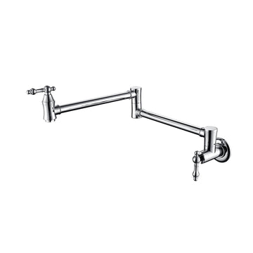 Wall Mount Folding Kitchen Pot Filler Faucet Chrome Brass