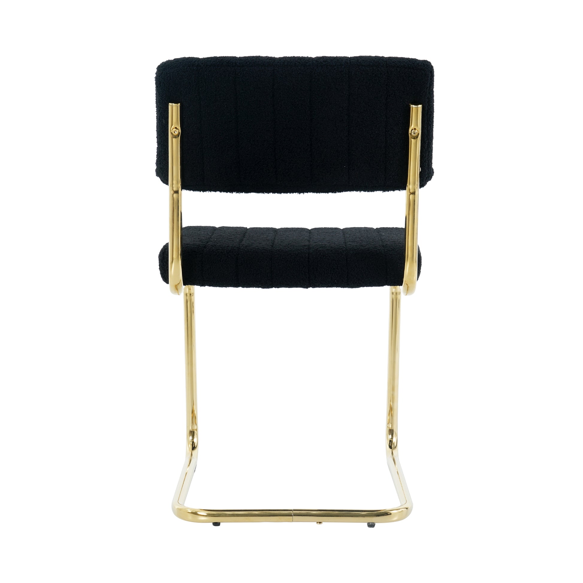 Modern Simple Light Luxury Dining Black Chair Home Bedroom Stool Back Dressing Chair Student Desk Chair Gold Metal Legs Set Of 4 Metal Black Teddy