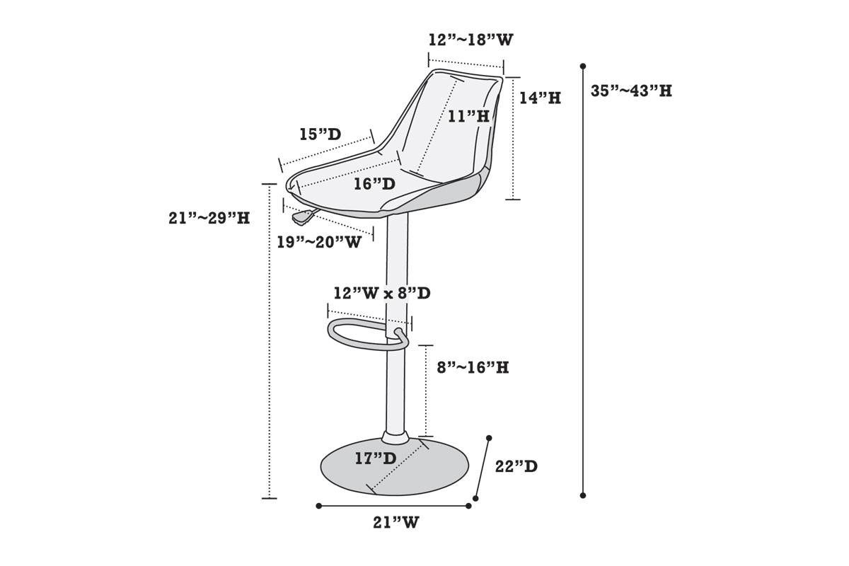 Bar Stool In Black Faux Leather Light Gray Faux Leather