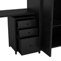 Metal Loft Bed With Table Set And Wardrobe, Full, Black Black Metal