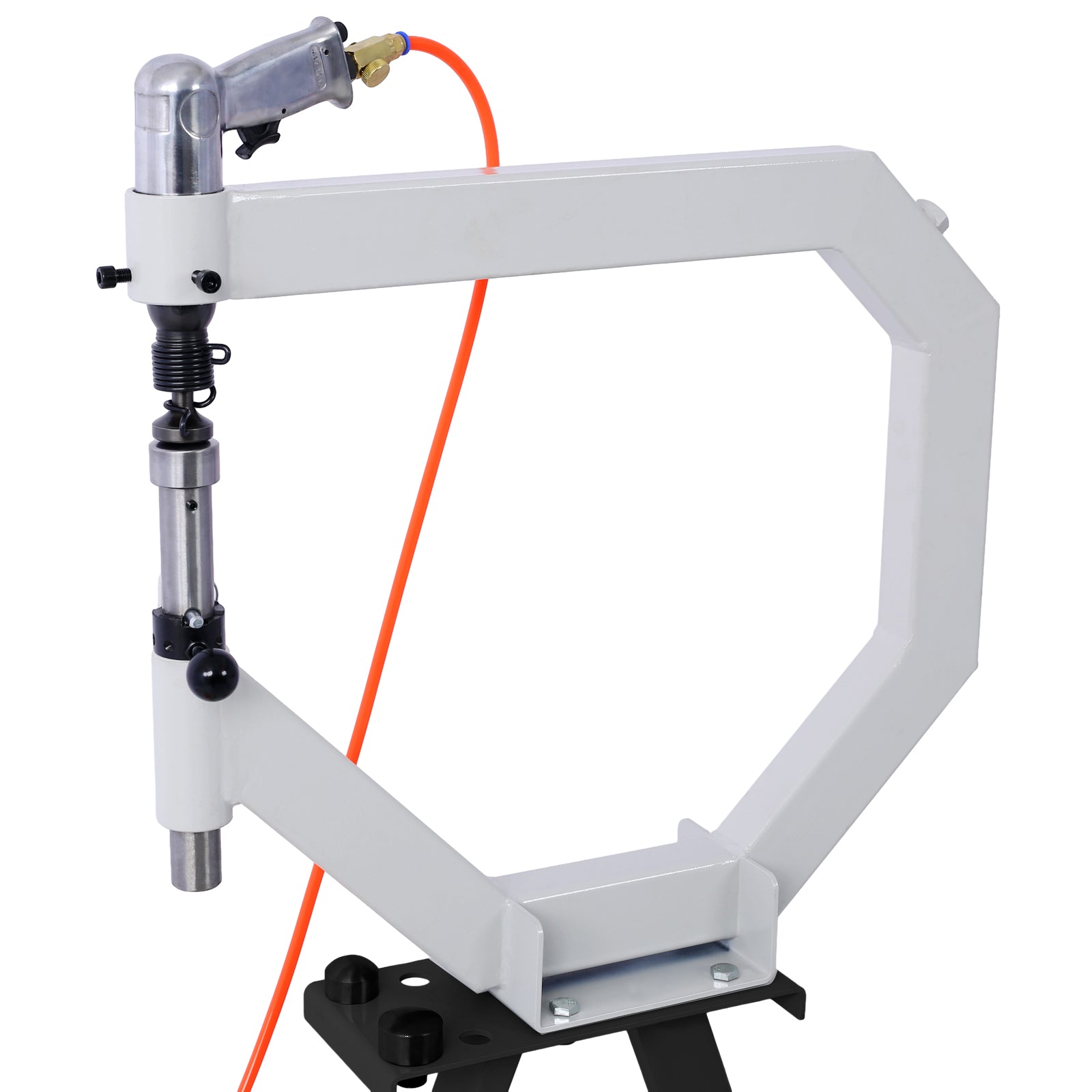 Pneumatic Planishing Hammer, 19.6" Throat Power Hammer Blacksmithing, Planishing Hammer With Steel Frame Stand And Foot Pedal, For Metal Fabrication & Car Restoration Black Gray Metal