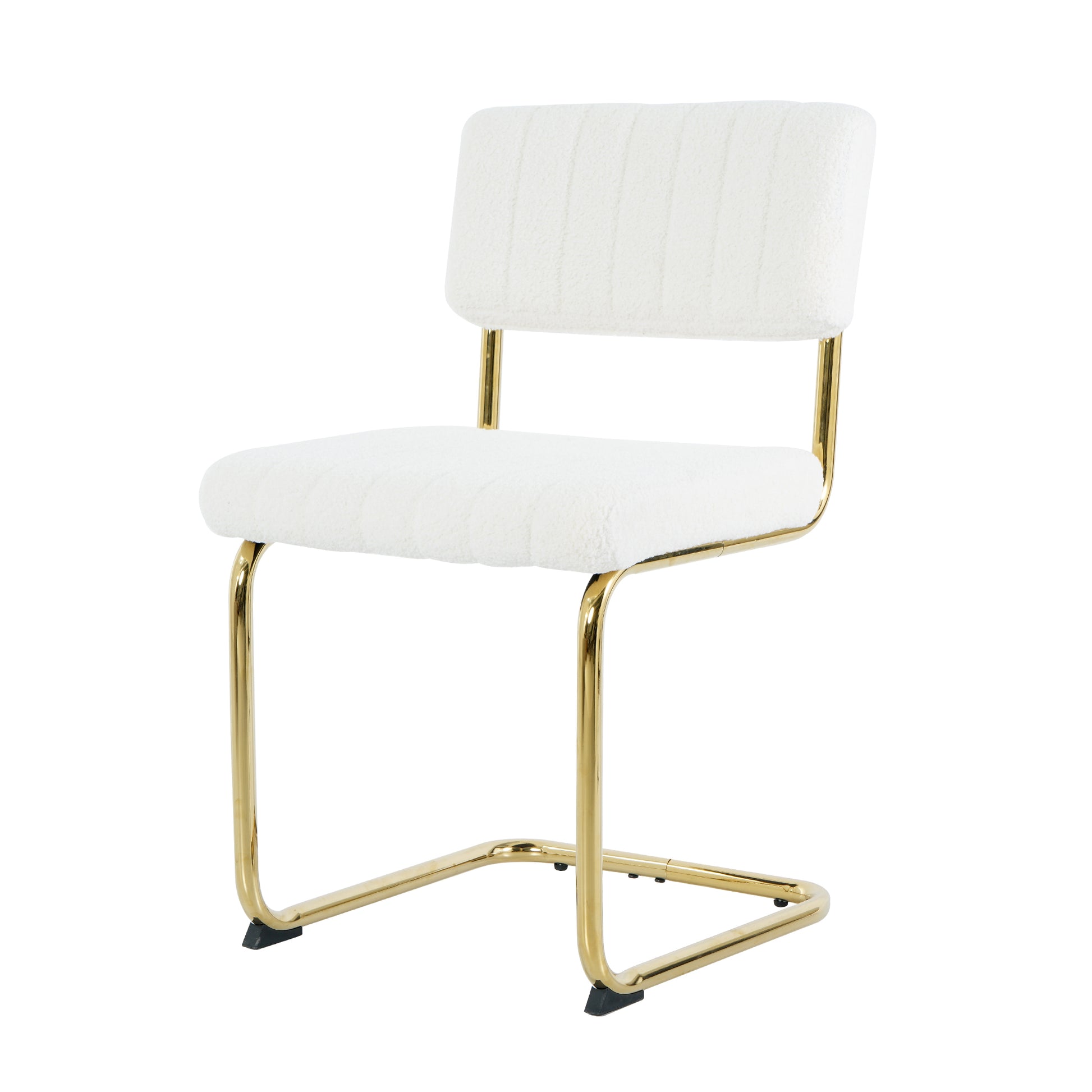 Modern Simple Light Luxury Dining White Chair Home Bedroom Stool Back Dressing Chair Student Desk Chair Gold Metal Legs Set Of 2 Metal White Teddy