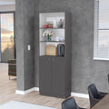 Bookcase Dual Door Benzoni, Office, Matt Gray White Multicolor Particle Board Engineered Wood