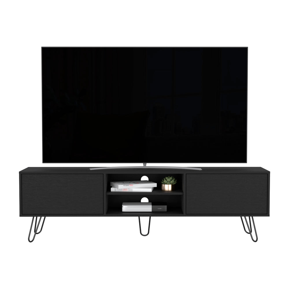 Tv Stand Franklin, Living Room, Black Black 50 59 Inches Particle Board Engineered Wood