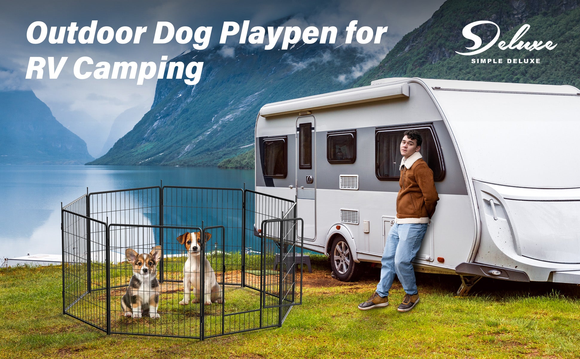 Dog Playpen Indoor Outdoor, 32" Height 8 Panels Fence With Anti Rust Coating, Metal Heavy Portable Foldable Dog Pen For Large, Medium Small Dogs Rv Yard Camping Black Metal