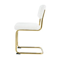 Modern Simple Light Luxury Dining White Chair Home Bedroom Stool Back Dressing Chair Student Desk Chair Gold Metal Legs Set Of 4 Metal White Teddy