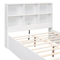 Full Size Platform Bed With Storage Headboard, Charging Station And 2 Drawers, White Box Spring Not Required Full White Wood Bedroom Bed Frame Solid Wood Mdf