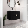 28 Inch Wall Mounted Bathroom Vanity With Sink, For Small Bathroom Kd Packing 2 Black Chestnut Bathroom Wall Mounted Modern Plywood