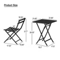 3 Piece Patio Bistro Set Of Foldable Squaretable And Chairs, Dark Greem No Dark Green Metal