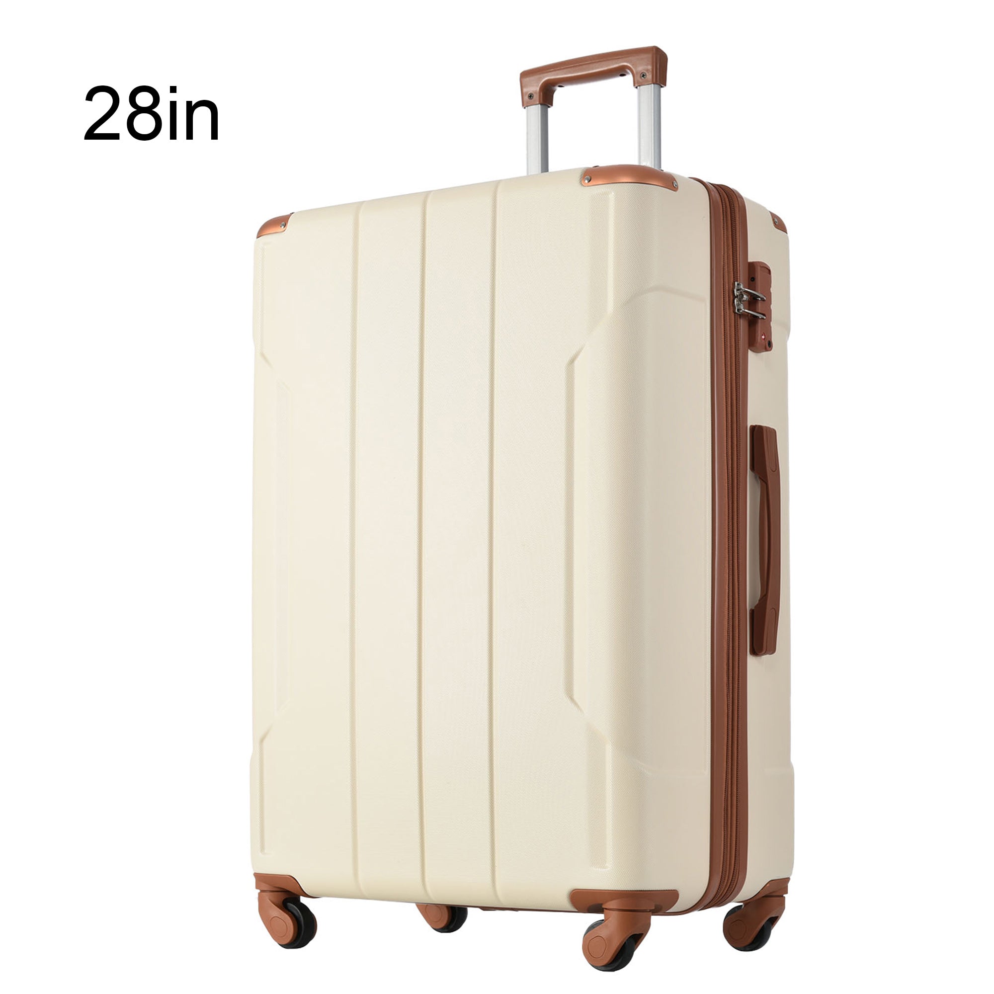 Hardshell Luggage Spinner Suitcase With Tsa Lock Lightweight Expandable 28'' Single Luggage Brown White Abs