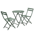 3 Piece Patio Bistro Set Of Foldable Round Table And Chairs, Dark Green No Dark Green Metal