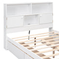 Full Size Platform Bed With Storage Headboard, Charging Station And 4 Drawers, White Box Spring Not Required Full White Wood Bedroom Bed Frame Solid Wood Mdf