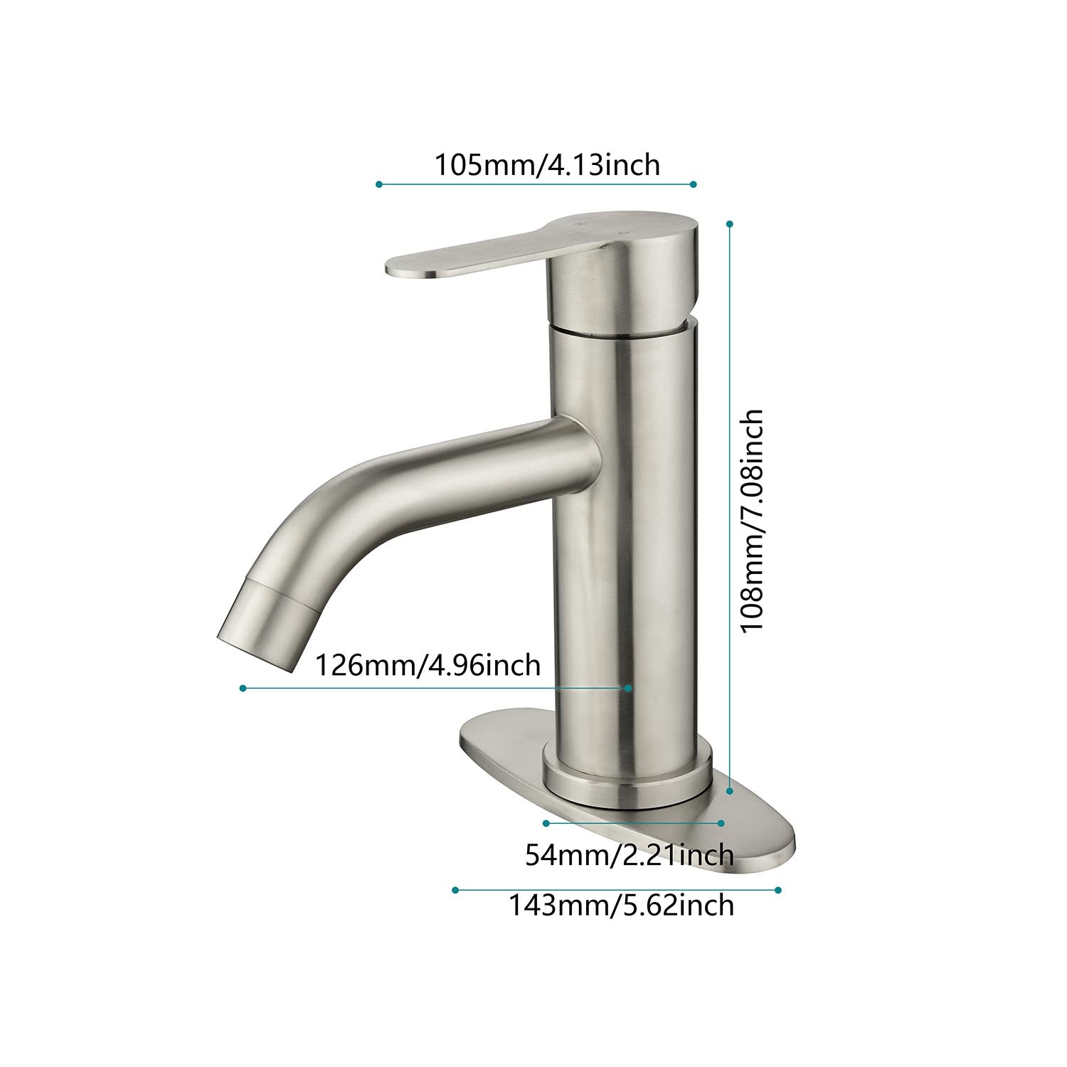 Single Handle Bathroom Sink Faucet Brushed Nickel Stainless Steel