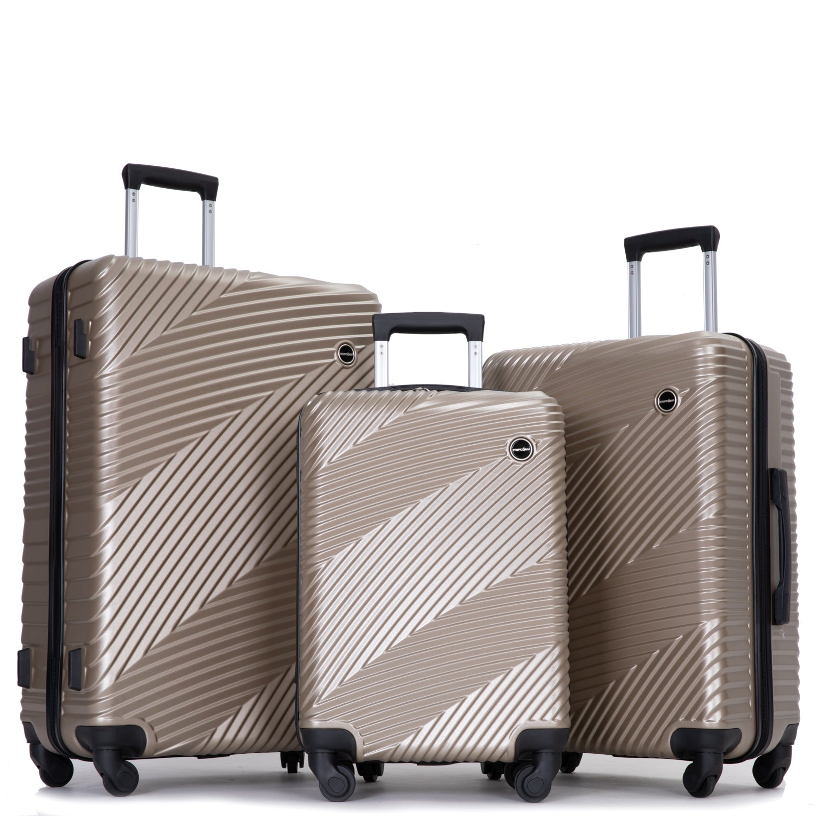 3 Piece Luggage Sets PC ABS Lightweight Suitcase with gold-abs+pc