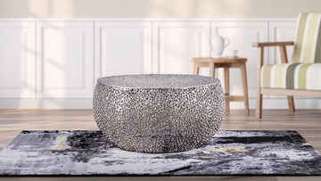 T3502 32 Round Coffee Table In Silver Silver Primary Living Space Contemporary,Modern Round Coffee & End Tables Aluminum Aluminium