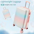 Hardshell PC Luggage Sets 3 Piece Spinner 8 wheels multicolor pink-abs+pc