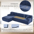 Modern Large L Shape Modular Sectional Sofa For Living Room, Bedroom, Salon, 2 Piece Free Combination, Simplified Style Blue Polyester 3 Seat