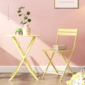 3 Piece Patio Bistro Set Of Foldable Round Table And Chairs, Yellow No Yellow Metal