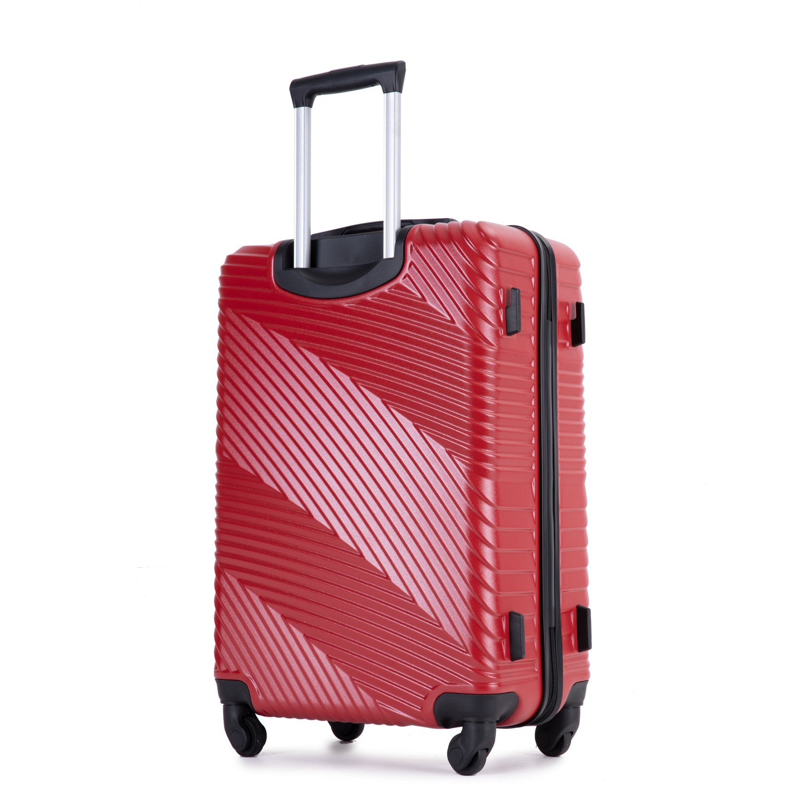 3 Piece Luggage Sets PC ABS Lightweight Suitcase with red-abs+pc