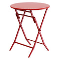 3 Piece Patio Bistro Set Of Foldable Round Table And Chairs, Red No Red Metal