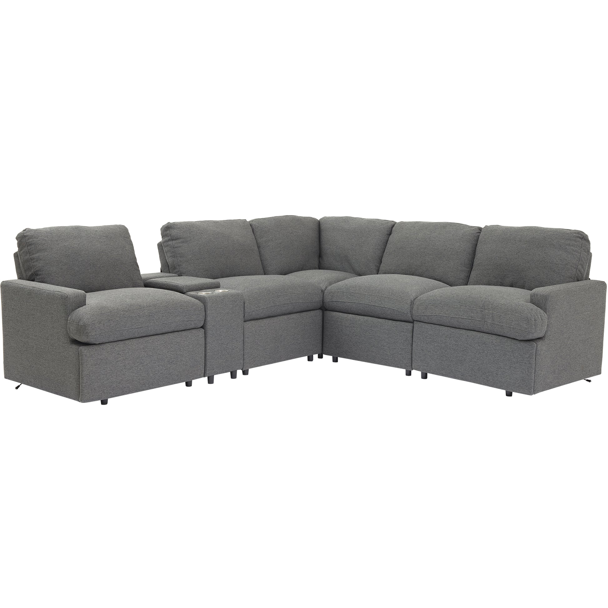 104'' Power Recliner Corner Sofa Home Theater Reclining Sofa Sectional Couches With Storage Box, Cup Holders, Usb Ports And Power Socket For Living Room, Dark Grey Dark Grey Foam Linen 4 Seat