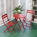 3 Piece Patio Bistro Set Of Foldable Round Table And Chairs, Red No Red Metal