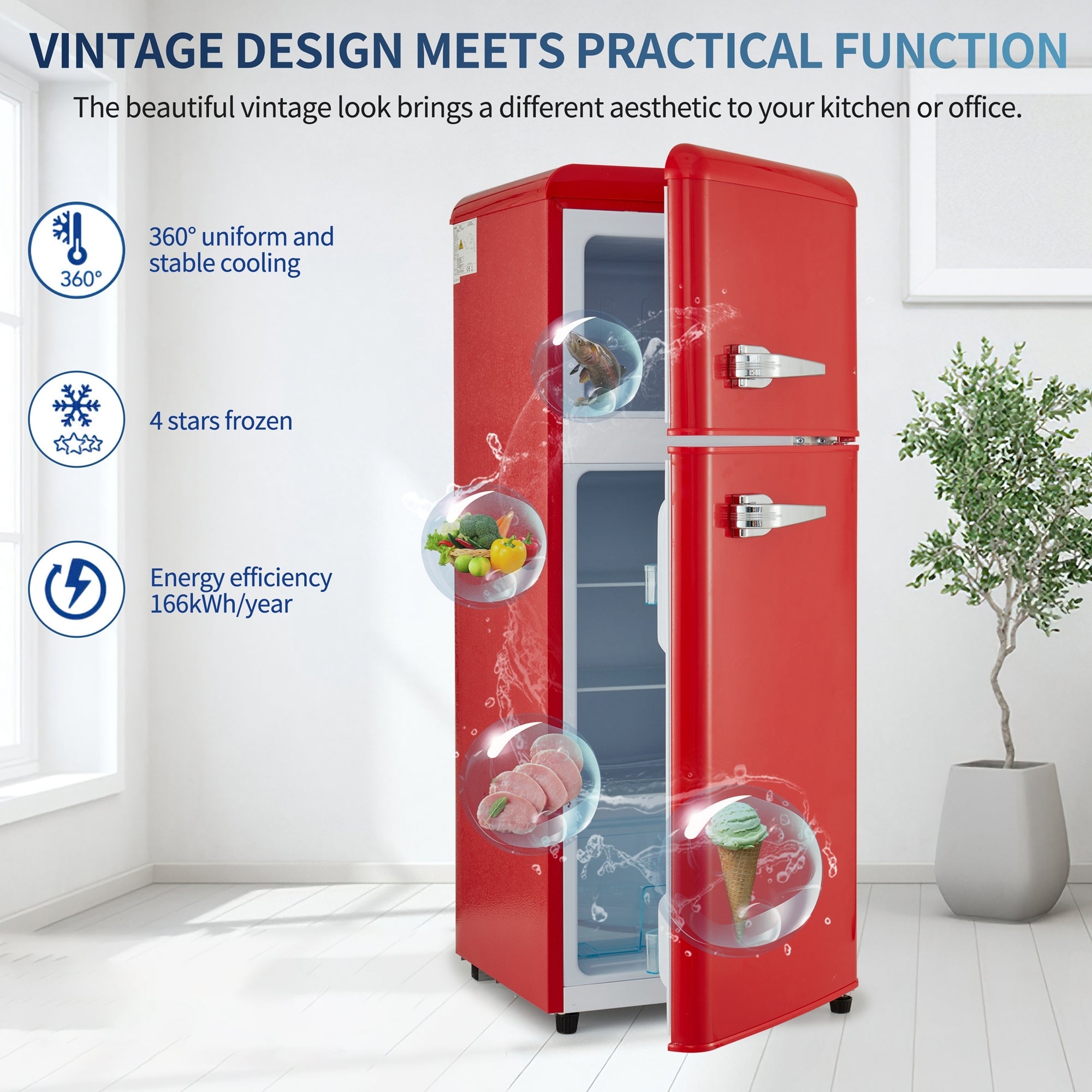 4.5 cu. ft. Dual Zone Refrigerator, 3.3 Fridge 1.2 cu. red-iron