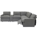 104'' Power Recliner Corner Sofa Home Theater Reclining Sofa Sectional Couches With Storage Box, Cup Holders, Usb Ports And Power Socket For Living Room, Dark Grey Dark Grey Foam Linen 4 Seat