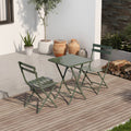 3 Piece Patio Bistro Set Of Foldable Squaretable And Chairs, Dark Greem No Dark Green Metal